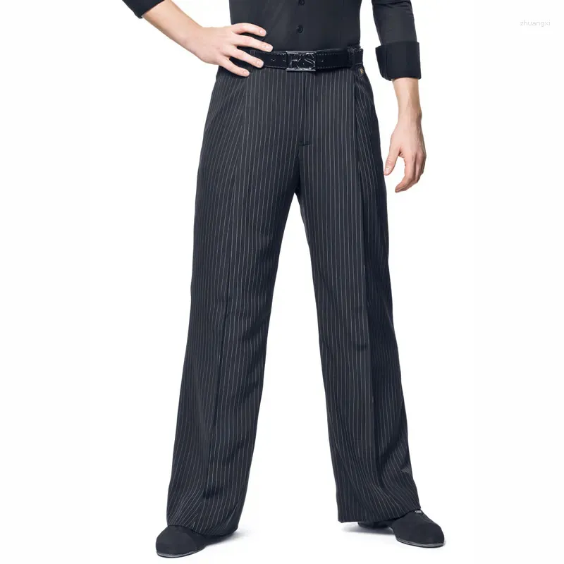 Stage Wear Costume de performance de pratique sociale standard national avec pantalon de danse moderne pour hommes à rayures en satin double face