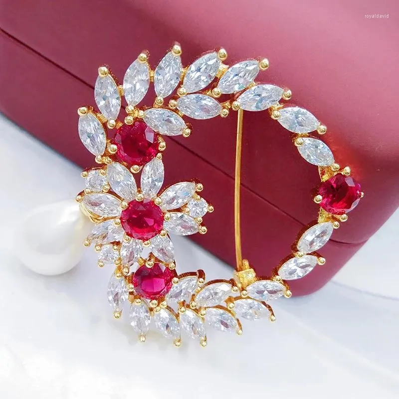 Broches vente Broche Bouquet goutte perle Mariage Broche De Mariage fleur Marquise Zircon bijoux Buque Noiva