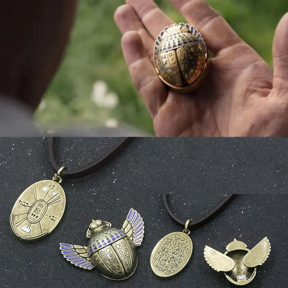 Anhänger Halsketten Mond Ritter Die Skarabäus Halskette Marc Spector Kompass Bewegliche Flügel Altes Ägypten Amulett Halsketten für Fans Cosplay Schmuck 231207