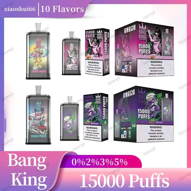 Tornado Tornado Bang King 15000 Pushs Penable Vape Pen e Cigarro 650mAh Bateria recarregável 25ml Mesh bobina de malha Vape.2%3%5%