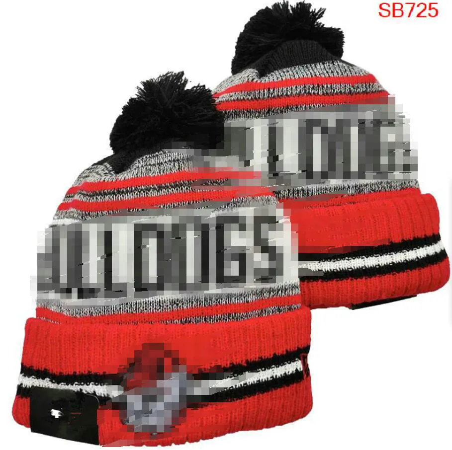 Men's Caps NCAA Hats All 32 Teams Knitted Cuffed Bulldogs Beanies Striped Sideline Wool Warm USA College Sport Knit hat Beanie Cap For Women a0