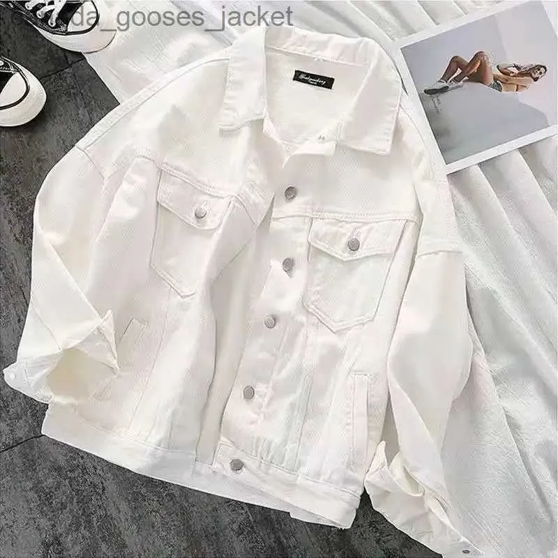 Women's Jackets New Fashion Summer 2023 Product Twill Cotton Cuffs Hot Decoration Washed Denim Jacket L231208