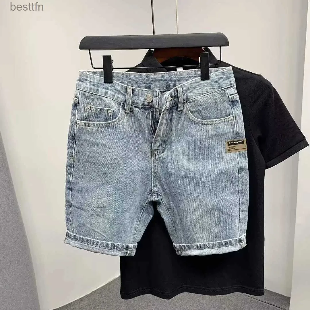 Jeans voor heren, zomer, knappe gewassen, streetwear denim shorts, recht over de knie, losse denim shorts voor heren, mode, sweatpantL231208