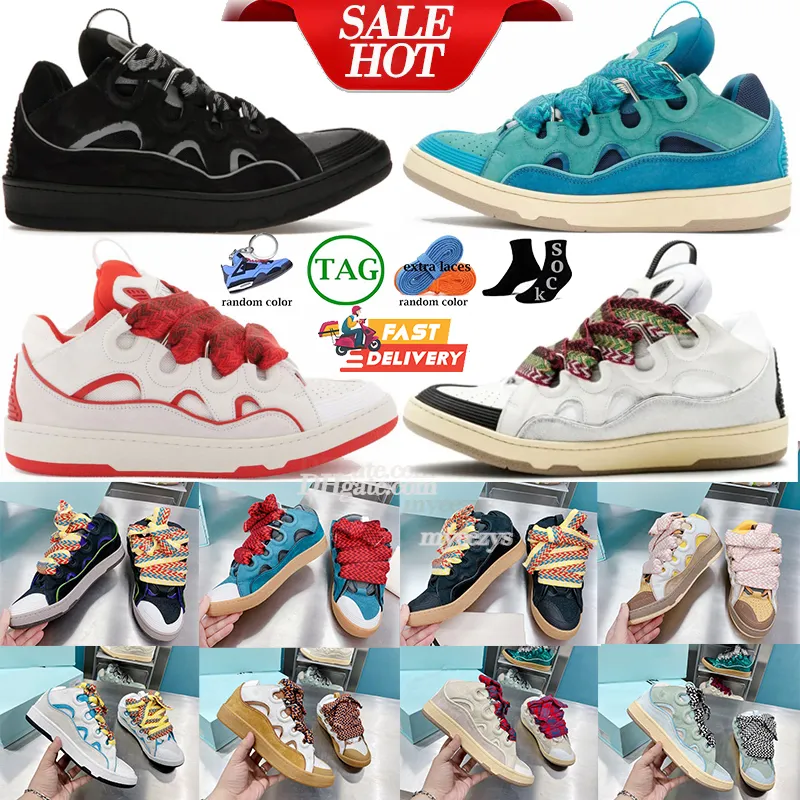 Toppkvalitetsdesigner Curb Sneakers män kvinnor snörning casual skor extraordinära präglade läder nappa kalvskinn plattform gummi sole lanvlies mode tränare