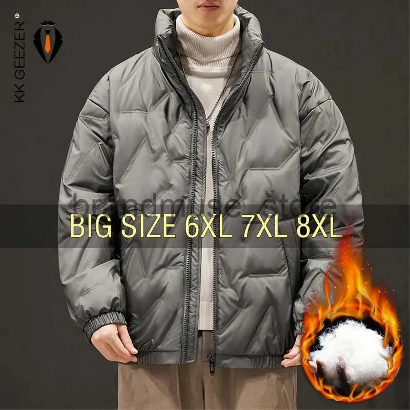 Casacos de inverno masculinos para baixo parkas para baixo casacos oversize windbreak 6xl 7xl 8xl plus size grosso quente solto trincheira zíper impermeável acolchoado casaco j231208