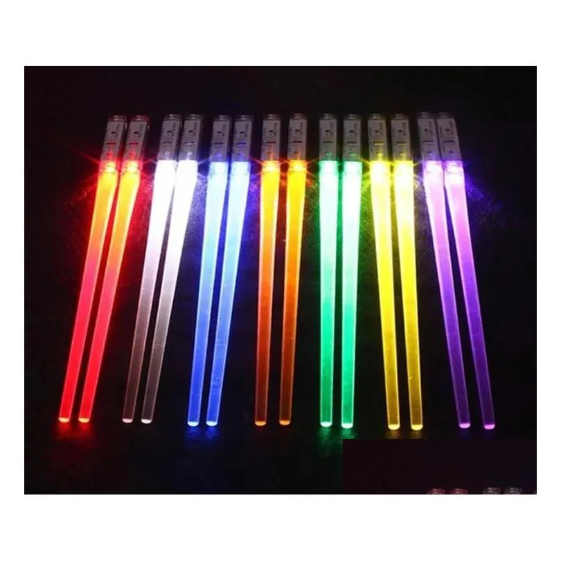 Chopsticks Creative 2Pcspal Led Light Up Durable Lightweight Kitchen Dinning Room Party Portable Food Safe Tableware251S678 Homefavor Dhtje