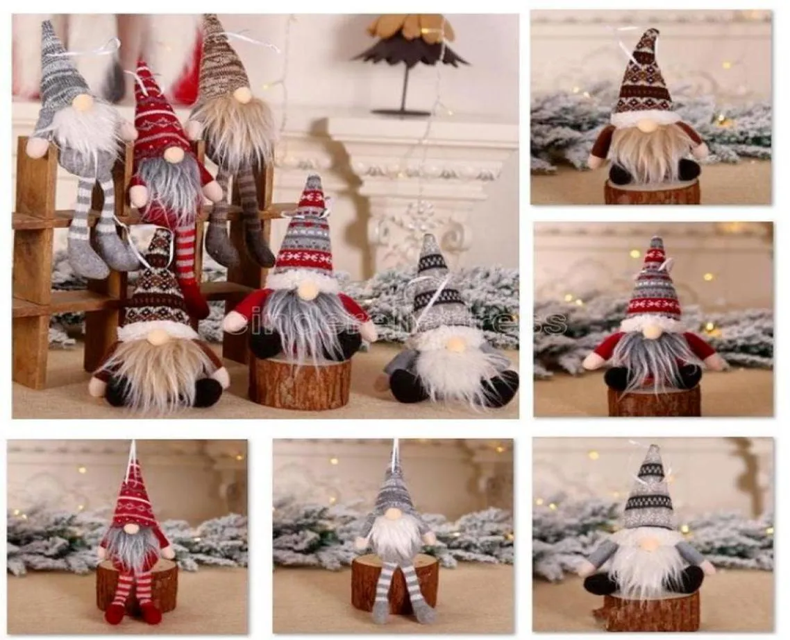 DHL Ship Ornement de Noël tricoté en peluche Gnome poupée arbre de Noël tenture murale pendentif décor de vacances cadeau décorations d'arbre4024858