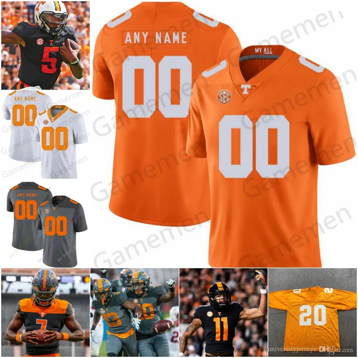 Anpassa Tennessee Volunteers Football Jersey Joe Milton III Bru McCoy Navy Shuler Squirrel White Dont'e Thornton Jr. Jabari Small Dee Williams Kamal Hadden