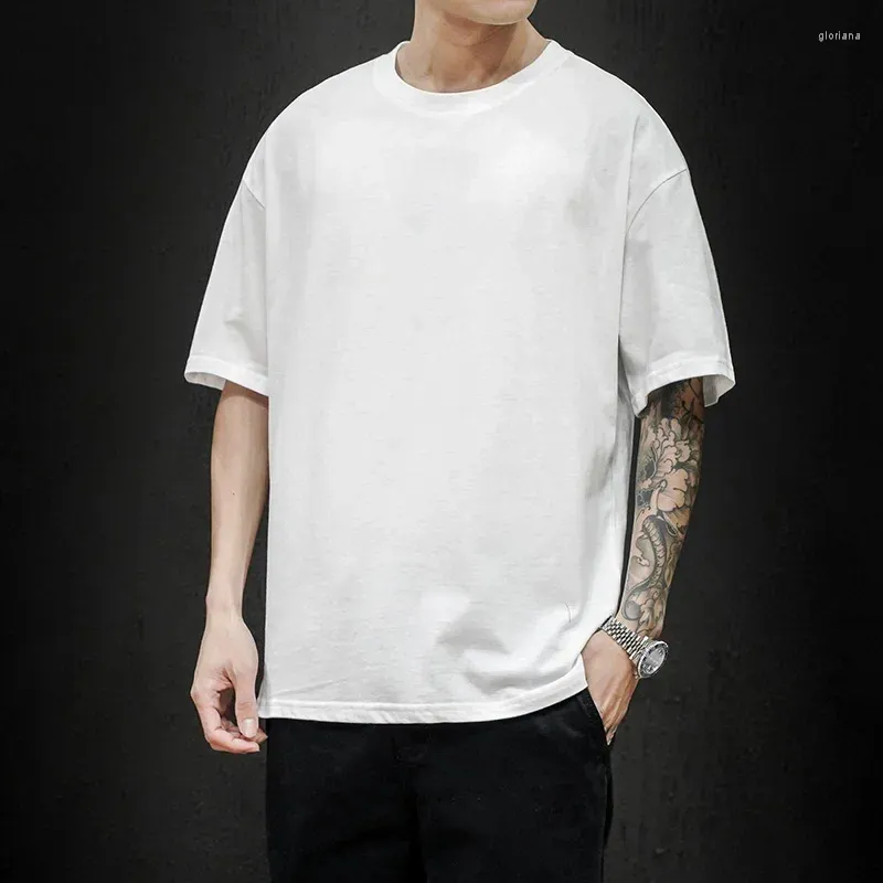 Men's Suits A2851 Summer T Shirt 2023 Fashion Solid Mens Oversized Hip Hop Short Sleeve Casual Cotton Streetwear