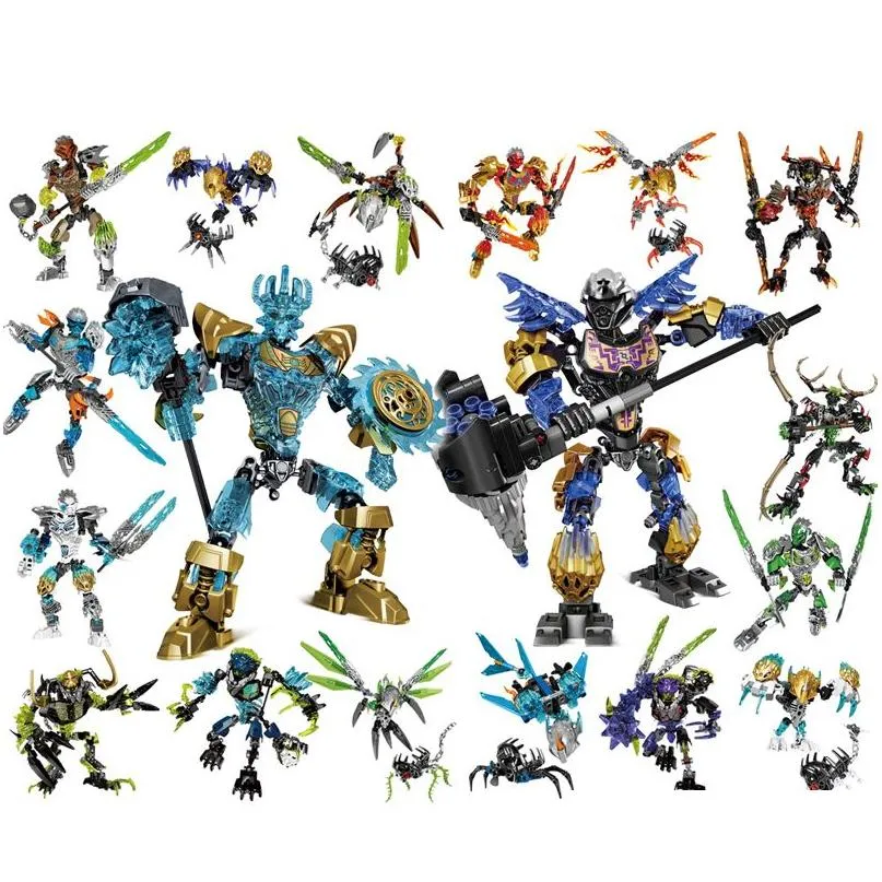 Kits de construction de modèles Bionicle Series Figurines d'action Bloc Jouets Ensemble pour enfants Noël Garçon Cadeau d'anniversaire Robot Compatible Major 220429 Dh8Fr