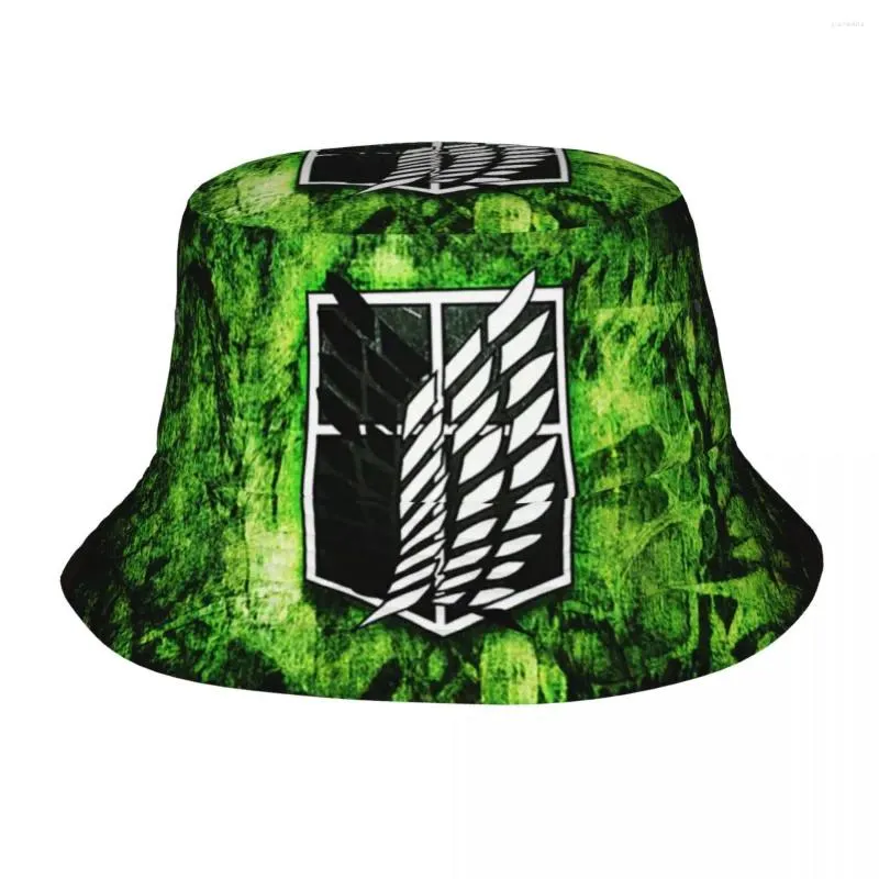 Berets Attack On Titan Bucket Hat For Woman Beach Japan Anime Sun Street Lightweight Hiking Fishing Bob