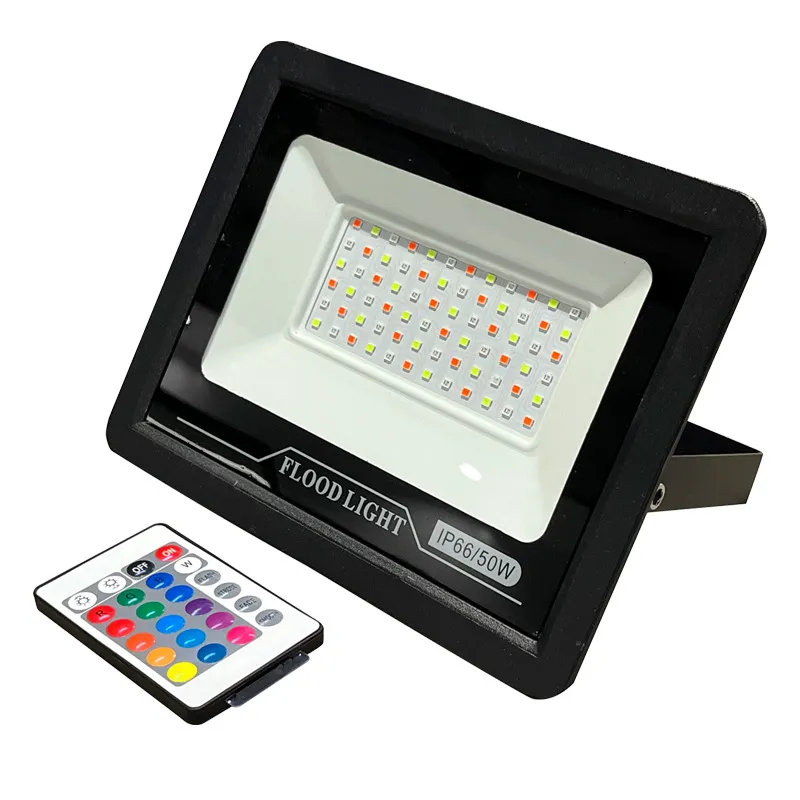 RGB LED LED Floodlight 20W 30W 50W 100W 220V 110V洪水ライト屋外ウォールワッシャーランプリフレクターIP66防水庭園照明