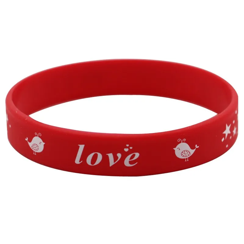 Valentine's Day Silicone Bracelet Rubber Bracelet Silicone Wristbands Heart Pink Loom Accessories