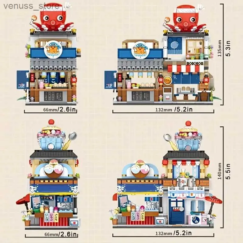 Block Japanese Street View Izakaya Shop Mini Building Blocks Home Decor Desktop Decoration Simulation Architecture Construction Toy R231208