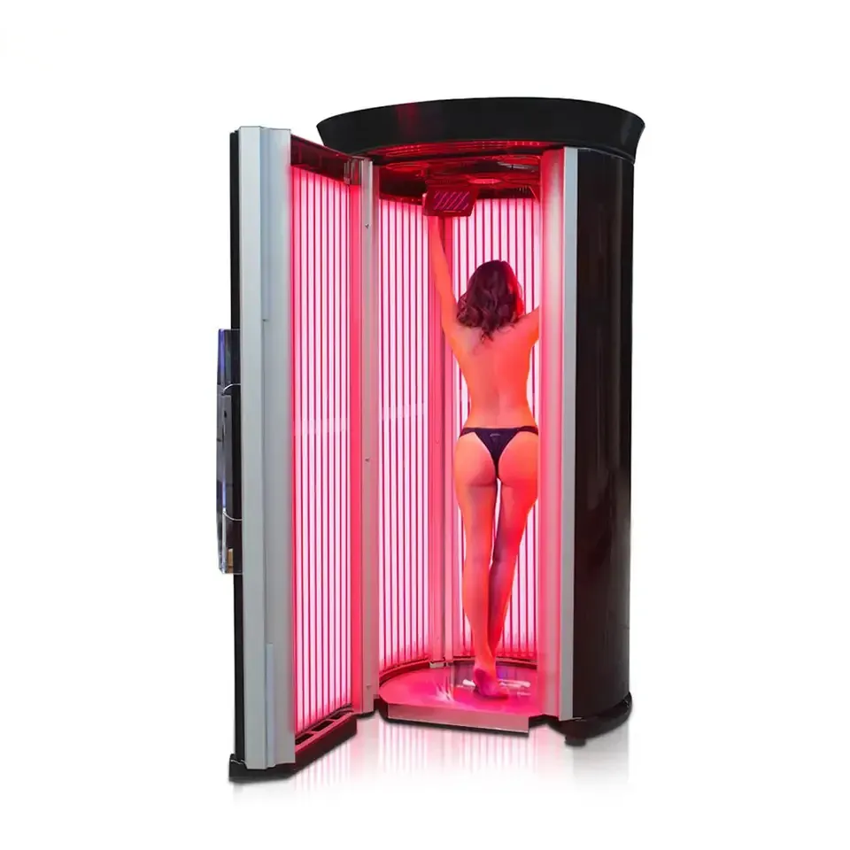 수직 일류 UV 콜라겐 캡슐 기계 서있는 태닝 침대 UV 황갈색 선브링 청동 피부
