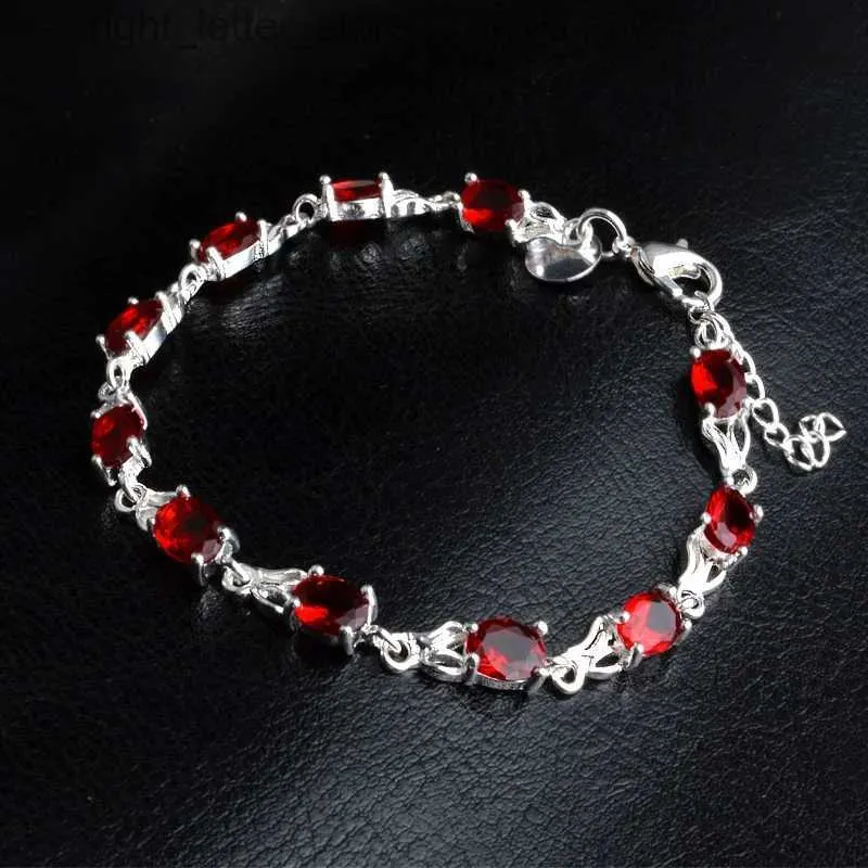 Chaîne Grenat 925-Sterling-Argent Eau-Dorp Femmes Zircon Santé Bracelets de Santé des Femmes bracelet de pierres précieuses bracelet de perles de jade YQ231208