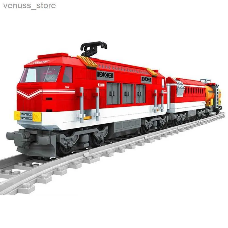 Blokken Ausini Stadstrein Modelbouwstenen Wagon Vrachtvervoer Passagierstrein Station Spoorrails Locomotief Constructiespeelgoed R231208