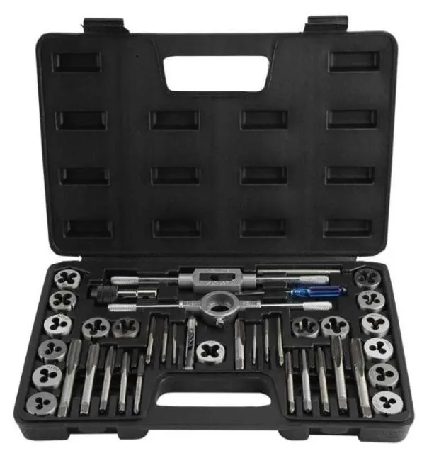 Set di maschi e matrici da 40 pezzi M3M12 Dado con chiavi Calibro per filettatura Heavy Duty Filettatura Utensili manuali Borse di stoccaggio2004417