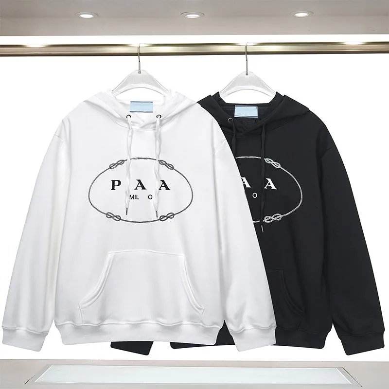 Män hoodie kvinnor tryck hoodies designer pullover vinter broderi design par tröjor kausal hip hop streetwear svarta vita färger