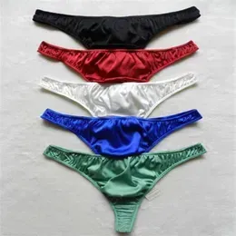 Whole - 5pcs New style 100% Pure Silk Men&039;s G-strings Thongs Bikinis Underwear Size S M L XL 2XL W25-39 285w