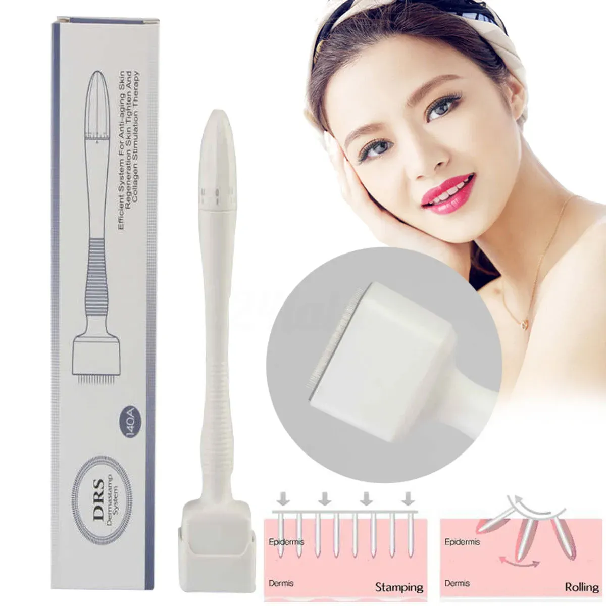 DRS 140 pins Adjustable Microneedle Derma Stamp 0.5~3.0mm stainless pen for Anti-aging Wrinkle Removal Skin Rejuvenation dermaroller Sytem