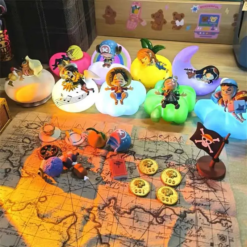 Boîte aveugle Série Sweet Dreams Boîte aveugle Veilleuse Figure Anime Luffy Zoro Robin Sanji Nami Chopper Jouets décoratifs faits à la main 231207