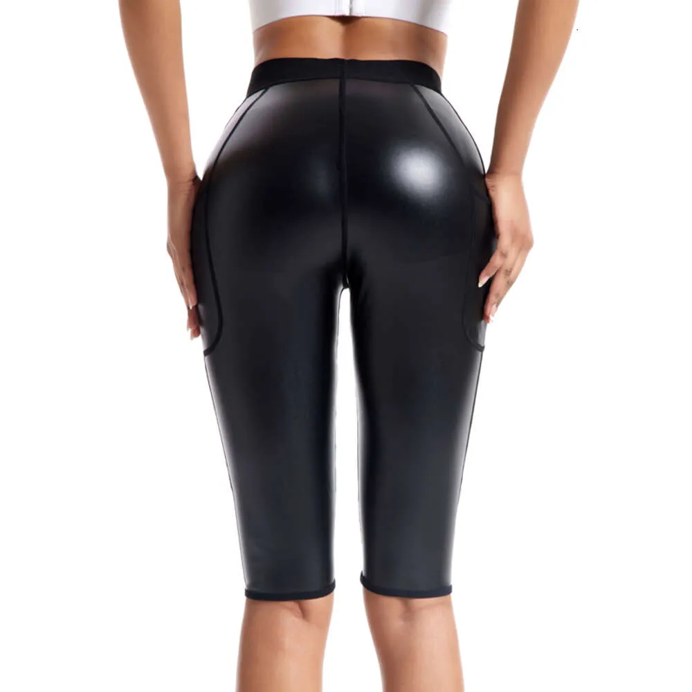 Women S High Leather Pants Female Waist Coach Physical Issues Elastic Collar Wide Waisted Underwear Pockets