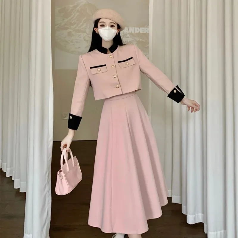 Coreen Tweed Vest For Women Elegant Two Piece Dress With Rose