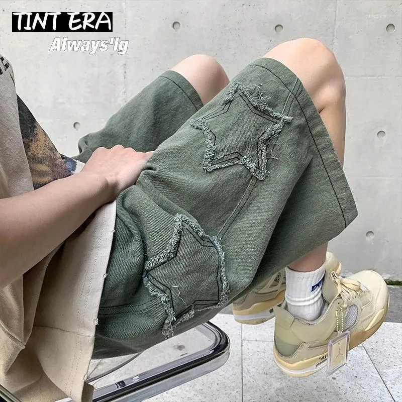 Męskie dżinsy era era y2k męskie streetwear bryczesy Korean Harajuku kieszeń dżins