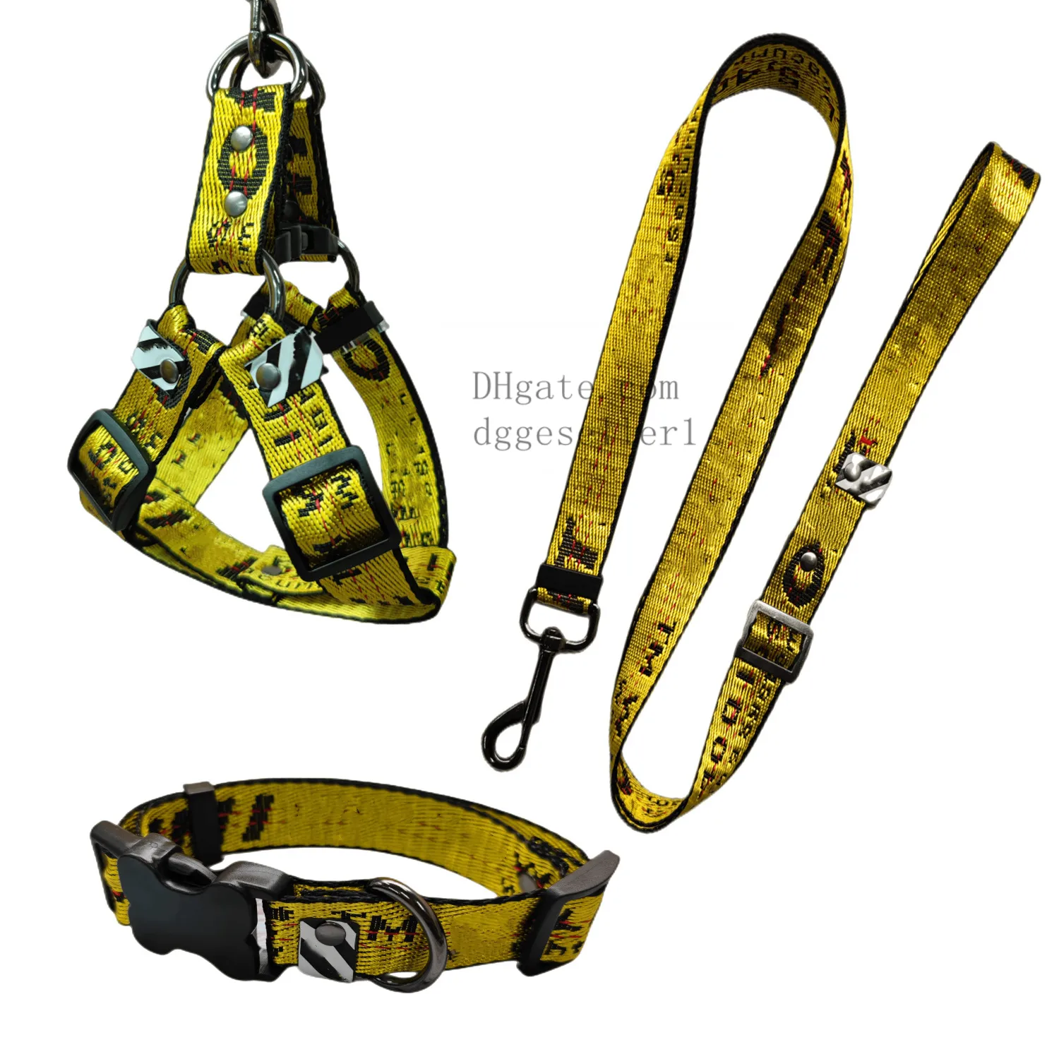 Dog Harness Set With Cool Letter Pattern, Leash & Collar For French