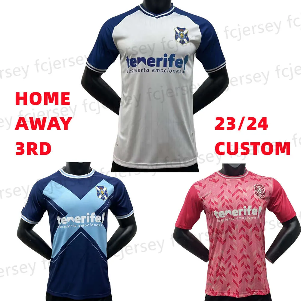 Maillots de football 23 24 CD Tenerife Mellot Enric Gallego Home Away 3ème MICHEL SHASHOUA ELADY Uniformes de chemise de football pour hommes RUBEN BORJA GARCES