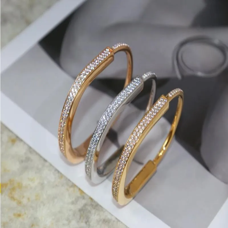 Titanium steel Bangle Brand designer Lock Bracelet silver rose gold Bracelets Crystal No Crystal for women jewelry with velvet bag With Dtqw