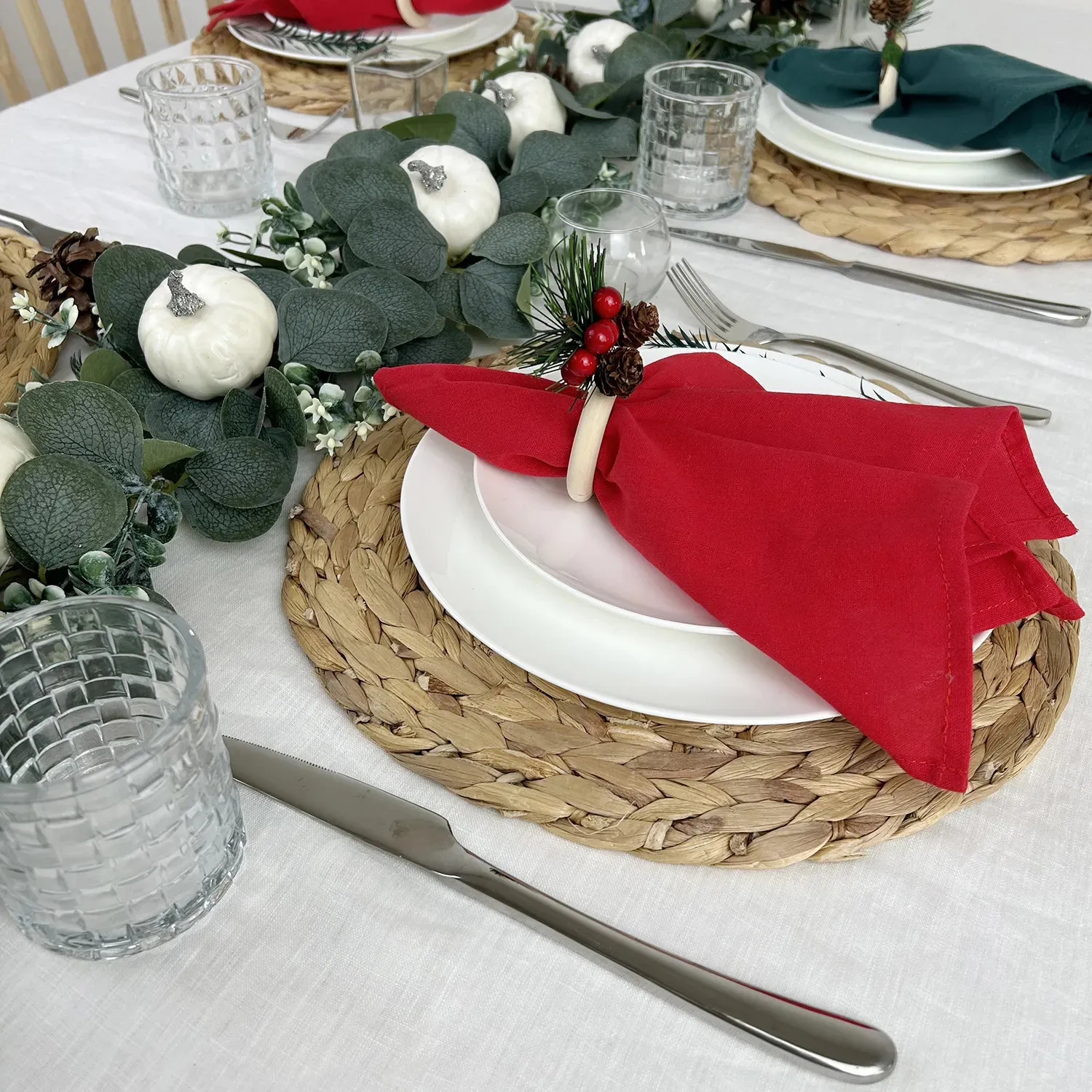 Serviette de table 6PCS 30X45cm Noël Vert Rouge 100% Coton Serviettes de table en tissu Serviettes de cocktail douces et durables Serviettes de table de mariage 231207