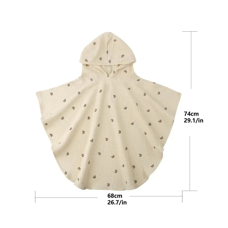 Handelsrockar mjuk bomull baby badhandduk barn huva handduk för född till 1 2 3 år gammal spädbarn mantel hudvänliga barn badrock 74*68 cm 231208