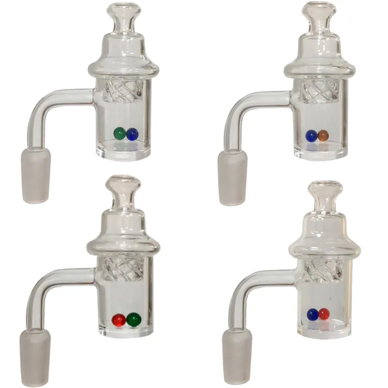 Fumer Quartz Banger avec Cyclone Carb Cap 14mm et Spinner Terp Bead 25mm OD Bangers 90 degrés Bols de plate-forme chauffante Slide pour conduites d'eau Narguilés Bongs