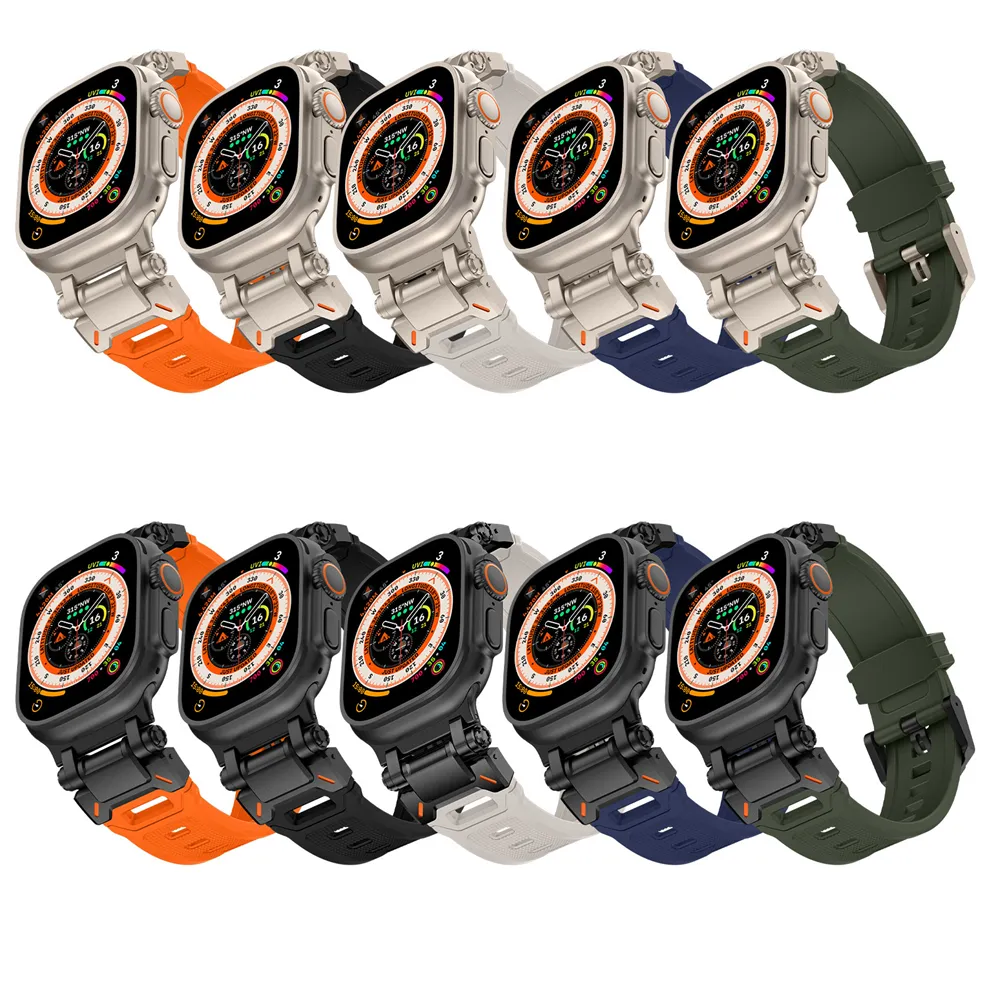 Titanyum Renk Paslanmaz Çelik Metal Adaptörü TPU Straps Wristand Bilek Bant Strap Silikon Bantlar Serisi Serisi 3 4 5 6 7 8 9 SE Ultra 2 Iwatch 42 44 45 49mm