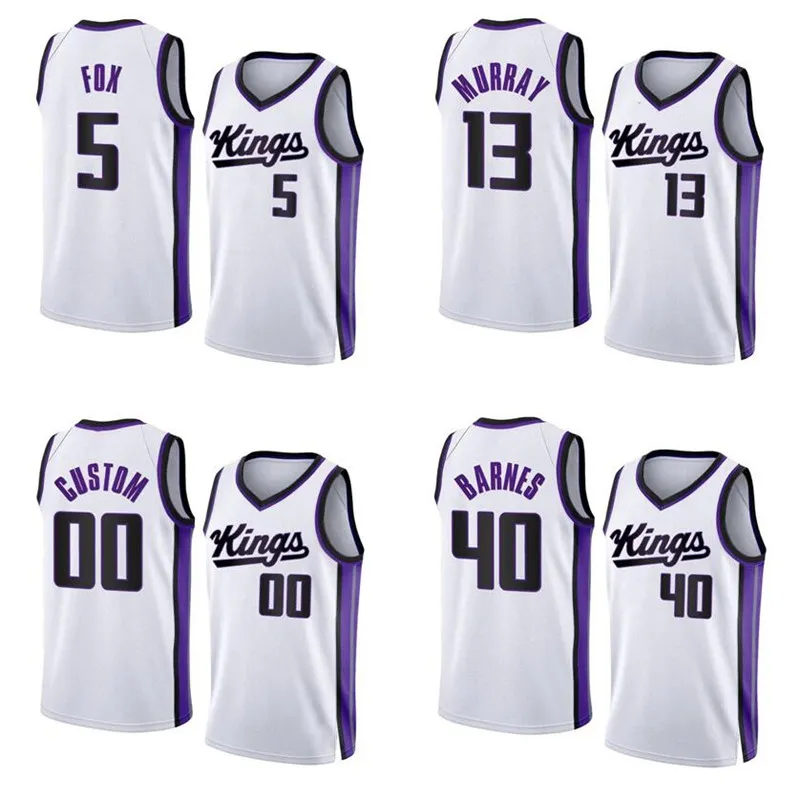 Domantas Sabonis Basketball Jersey 5 Fox Keegan Murray Harrison Barnes Sacramento''kings'223-24 من الرجال البيض شباب شباب S-XXL Sports City Jersey