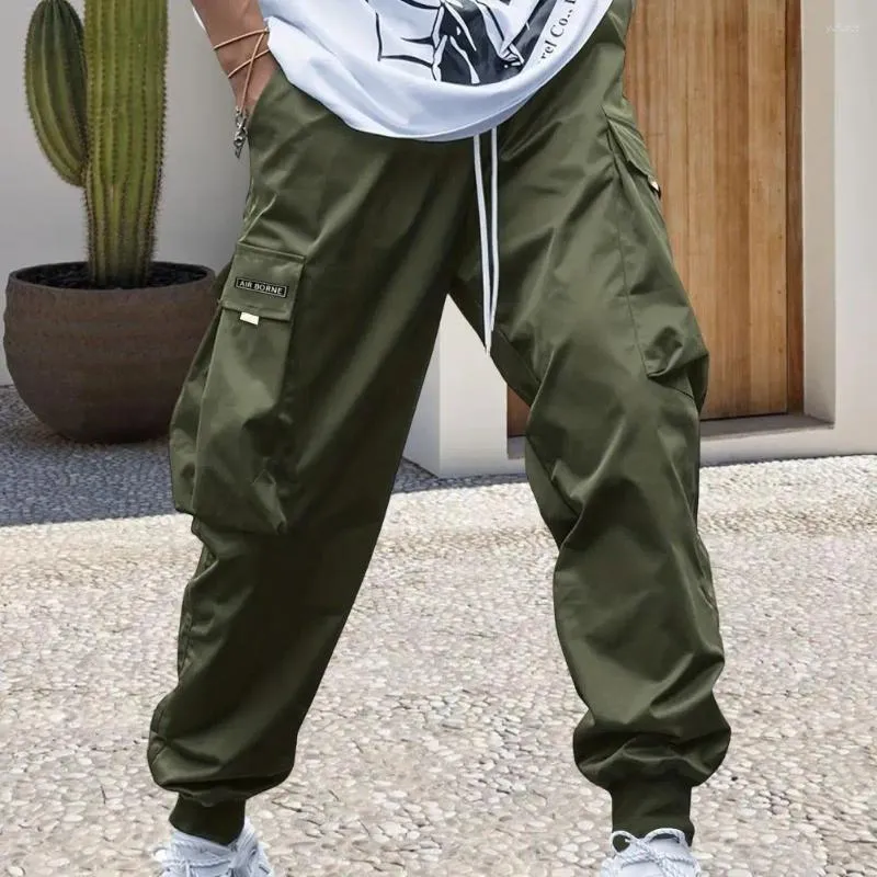 Pantaloni da uomo Pantaloni cargo da uomo Streetwear con tasche multiple in vita elastica per vestibilità ampia e traspirante Hop fasciato alla caviglia