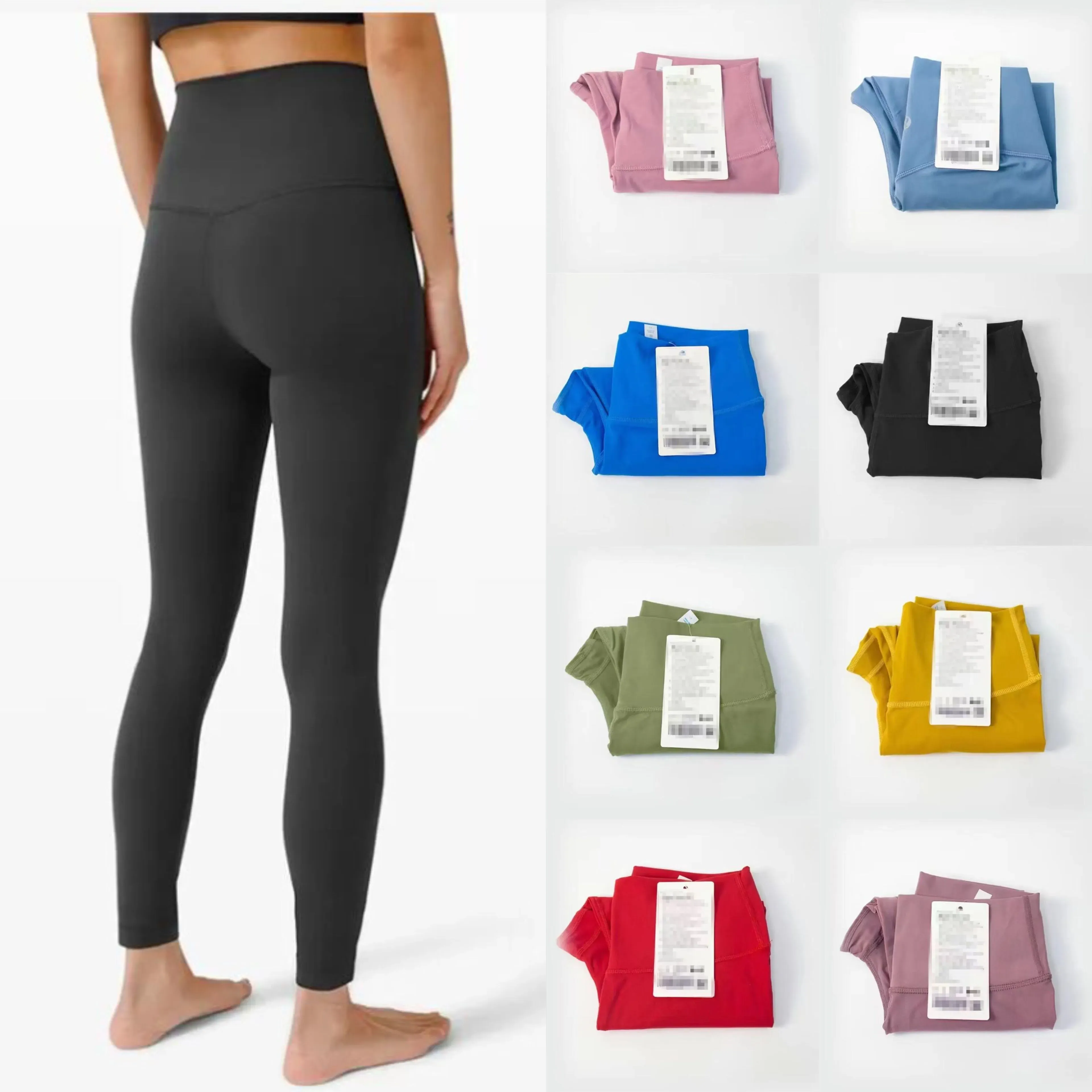 Lu Lu Lemens vêtements Yoga taille haute pantalons de yoga femmes push-up Fitness Leggings doux élastique hanche ascenseur en forme de T pantalons de sport course formation dame couleurs
