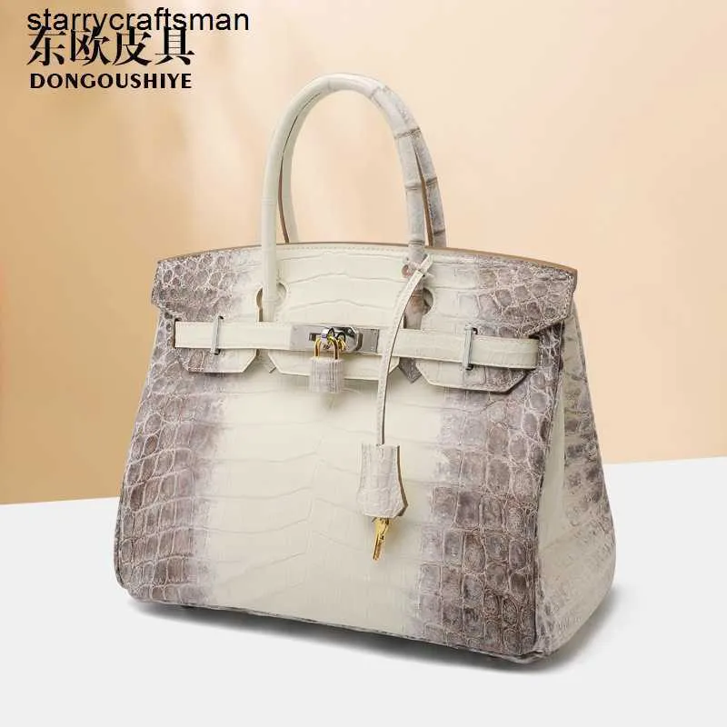 Himalaya Crocodile Handväska Tygväskor Nile Crocodile Skin Singer Star Women's Bag 2024 Kvinnors mångsidiga avslappnade handväska Himalayan White Platinum Bag HBXJ