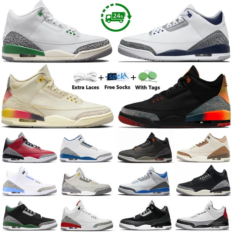 3 Sapatos brancos da Marinha 3s de Basquete Medellin Rio Sunset Palomino Wizards Fear Off Noir UNC Black Cat Pine Green Rod Rosa Homens Mulheres Tênis Esportes