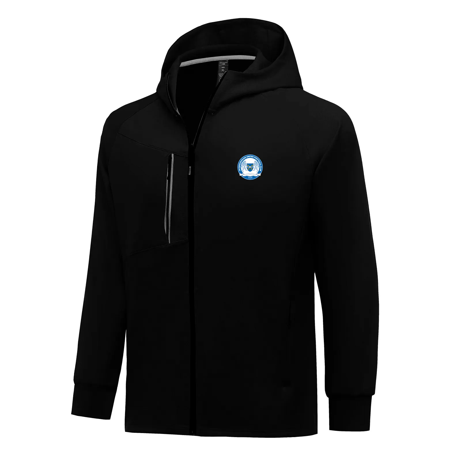 Peterborough United Men Jackets Autumn warm coat leisure outdoor jogging hooded sweatshirt Full zipper long sleeve Casual sports jacket