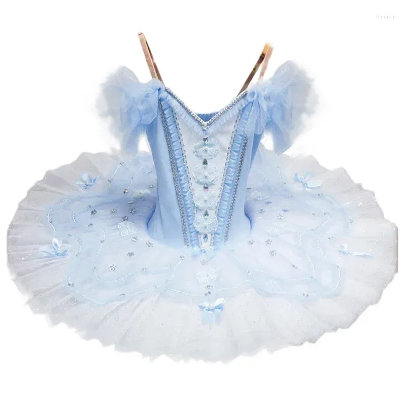 Stadiumkleding Jaar Tutu Ballet Blauw Angsa Lake Professionele buikdanskostuum Top Ballerina Jurk Volwassen Dochter