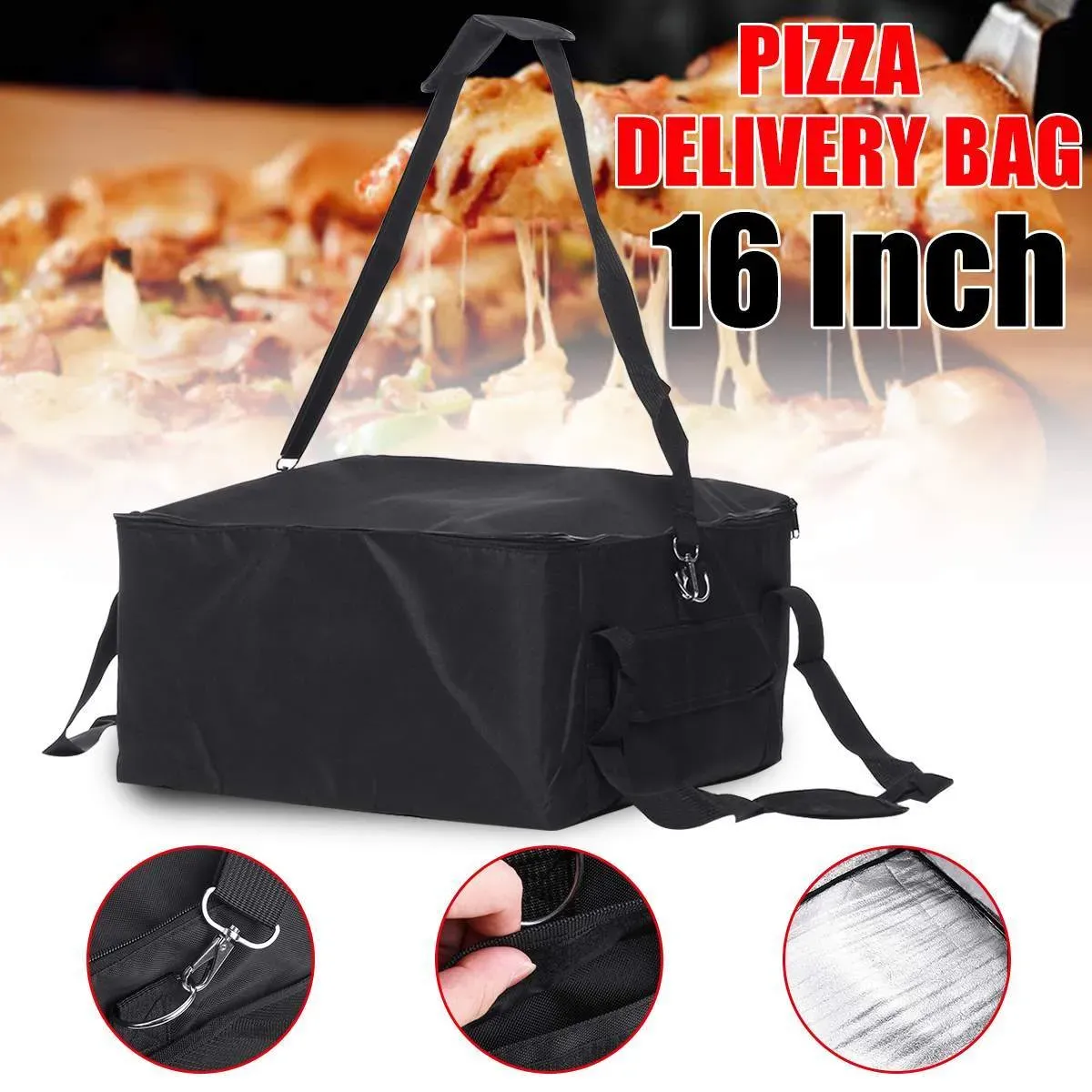 16 Inch Portable Insulated Thermal Food Pizza Delivery Bag 42x42x23cm Insulated Picnic Lunch Box ice pack vehicle insulation bag 201015
