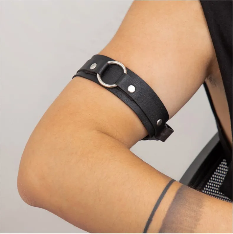 Punk Rock Leather Arm Band - Steampunk Belt, Wrist Cuff