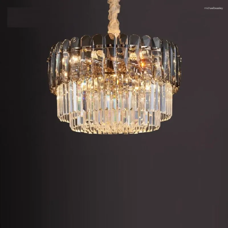 Ljuskronor K9 Crystal Chandelier Creative Living Room Lamp Modern lyxig villa dekoration sovrum grå ljus