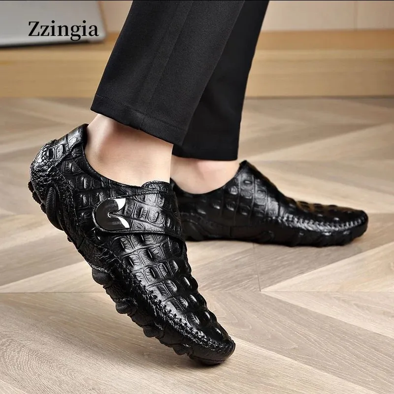 Sapatos de vestido moda sapatos de couro homens casuais jacaré europeu único sapato preguiçoso 231208