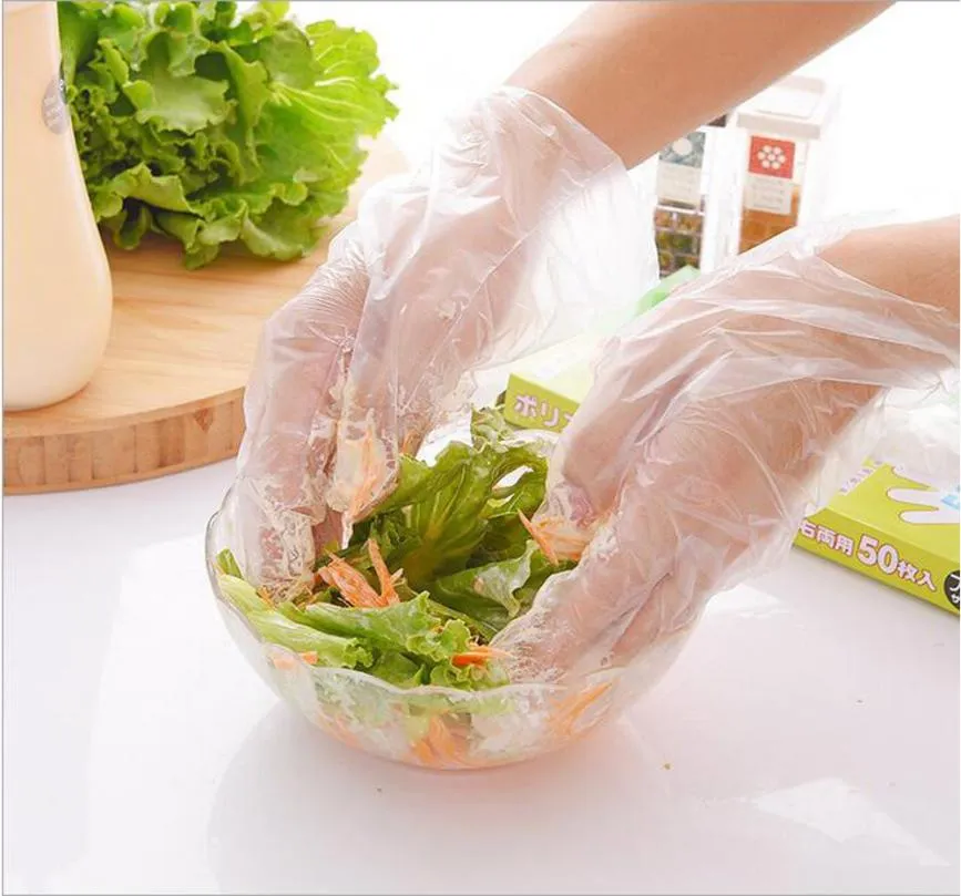 100PcsBag Guantes desechables de plástico Guantes de preparación de alimentos para cocina Limpieza de cocina Manipulación de alimentos Accesorios de cocina Látex 2076585