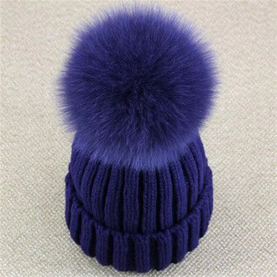 Cappello da donna con pon pon in vera pelliccia di volpe, cappello con pompon, pompon in vera pelliccia di procione, cappello con bobble in maglia, berretto da sci da coppia237c