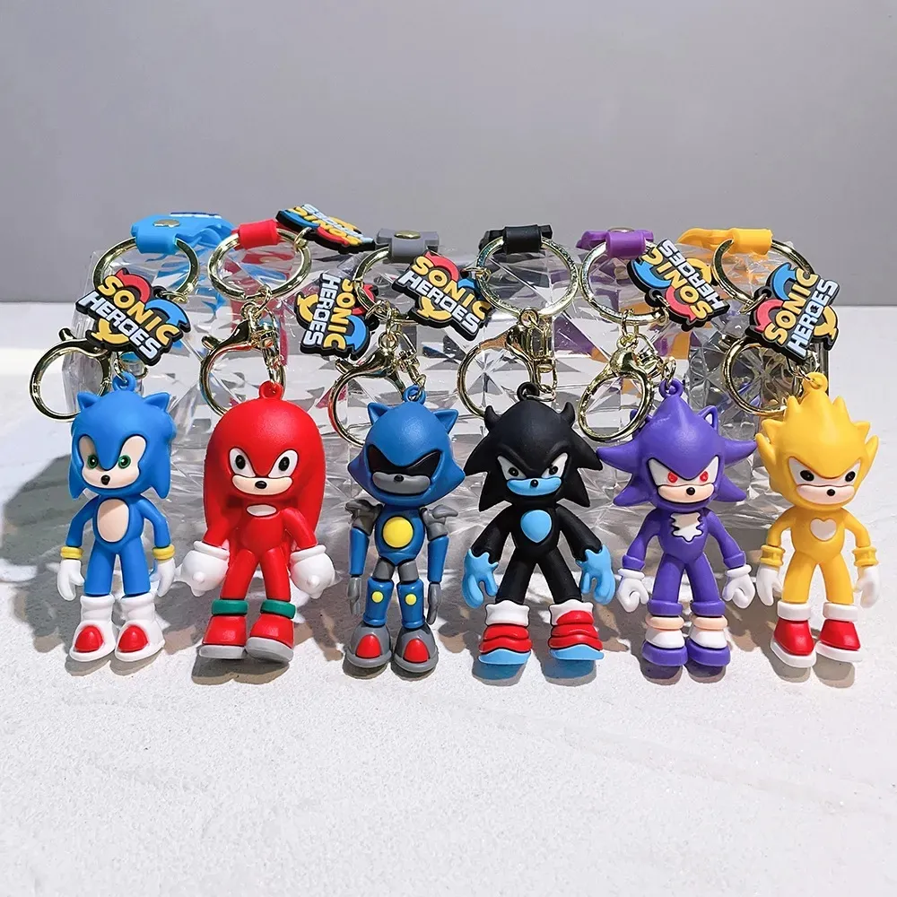 Decompressie Speelgoed Sonic Sleutelhanger Action Figure Model PVC Cartoon Tas Pop Hanger Speelgoed Cadeau